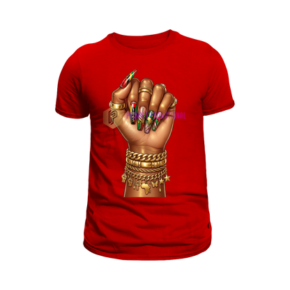 Stylish Juneteenth nail art T-shirt