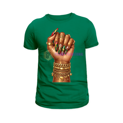 Stylish Juneteenth nail art T-shirt