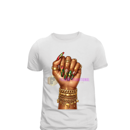 Stylish Juneteenth nail art T-shirt