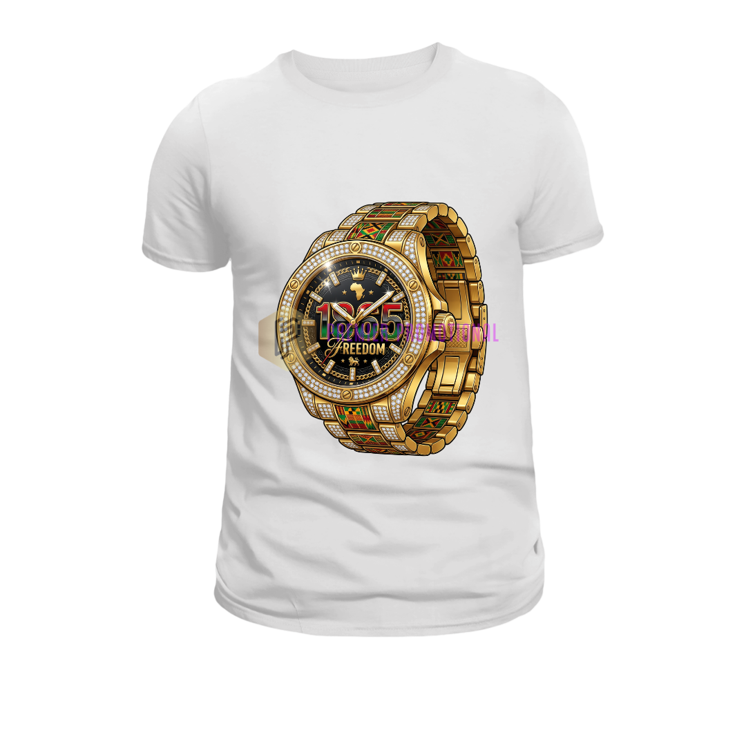 Juneteenth Gold watch T-shirt