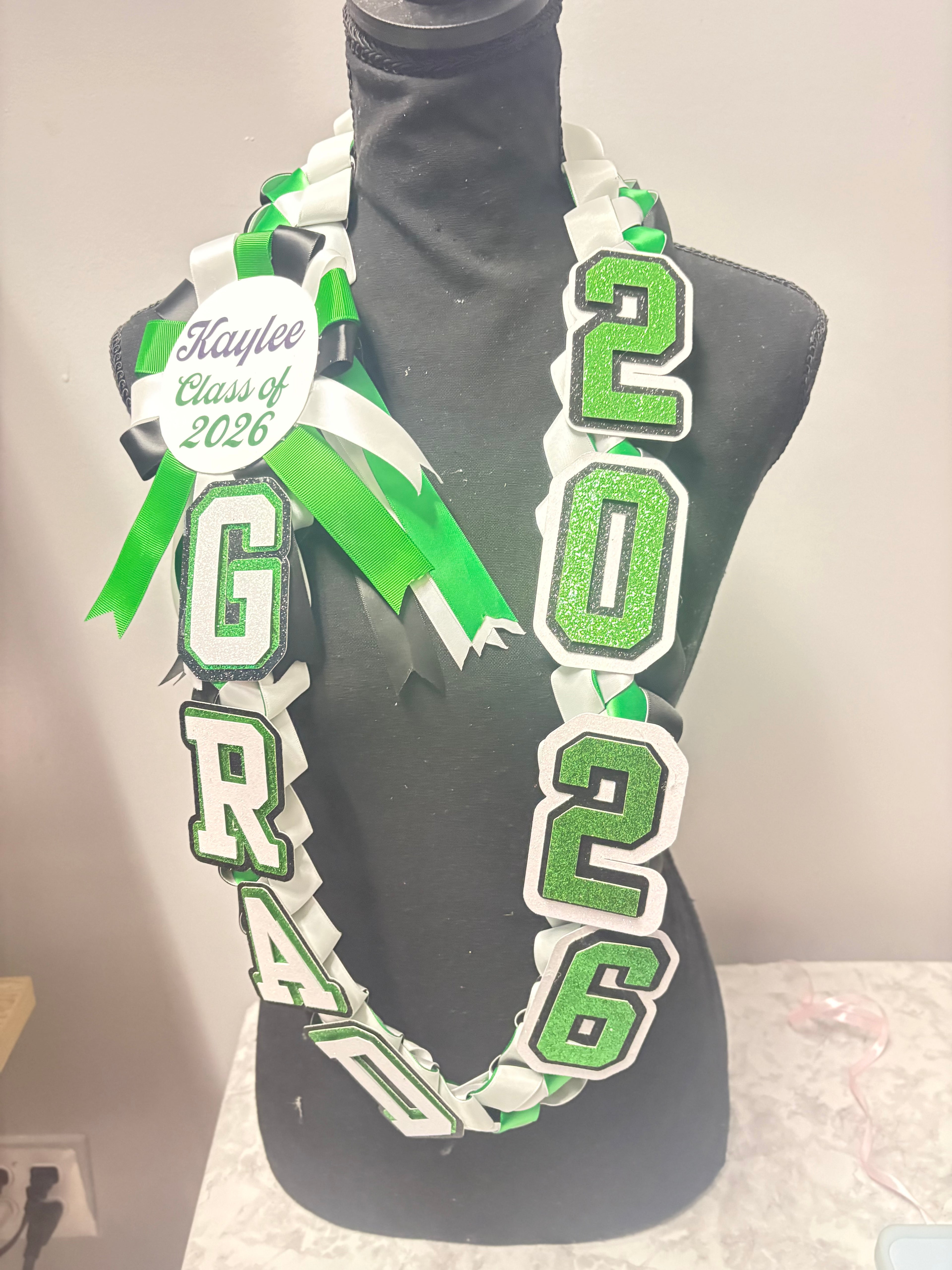 Graduation Ribbon Lei – Class of 2027 | Custom School Colors | Kids & Adult Sizes