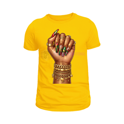 Stylish Juneteenth nail art T-shirt