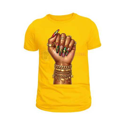 Stylish Juneteenth nail art T-shirt