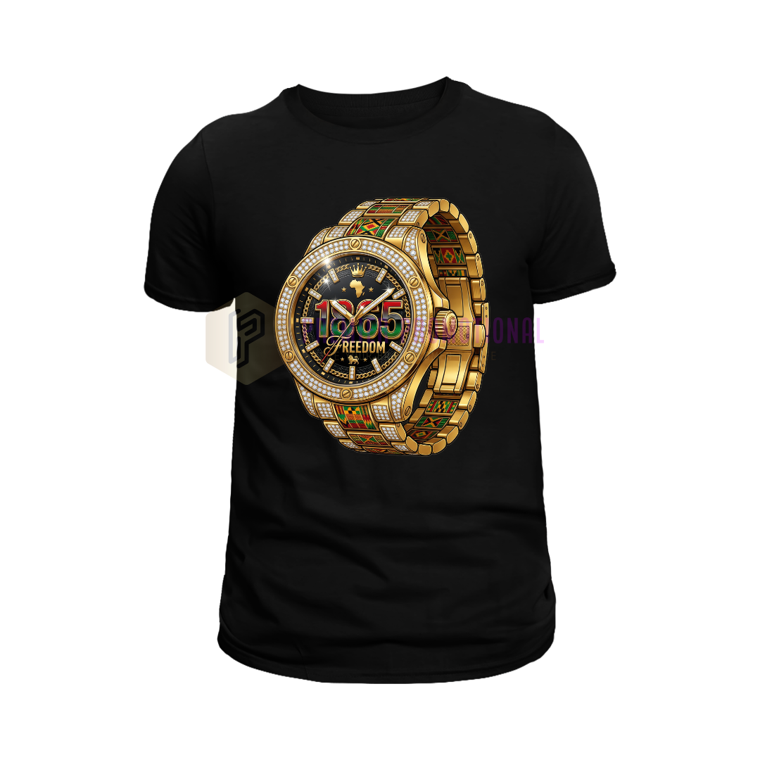 Juneteenth Gold watch T-shirt