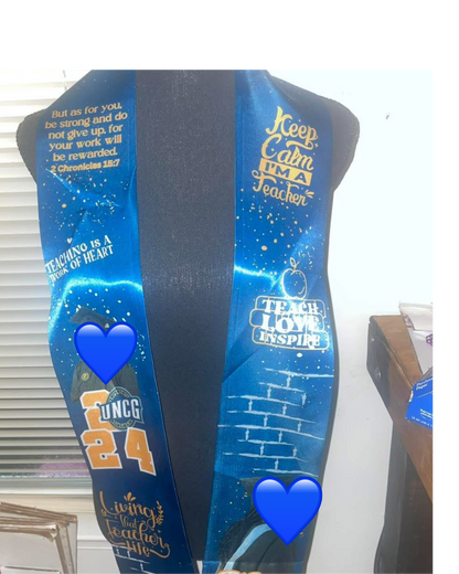 Blue & gold college graduation stole