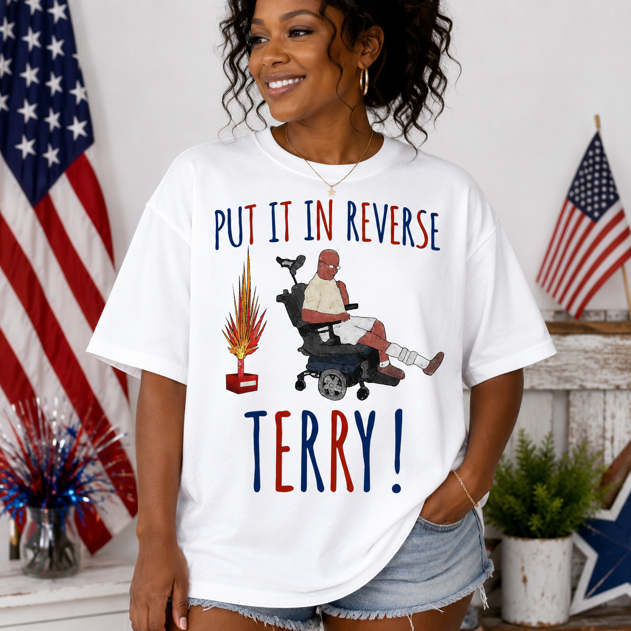 Put It In Reverse Terry Shirt | Viral 4th of July Graphic Tee
