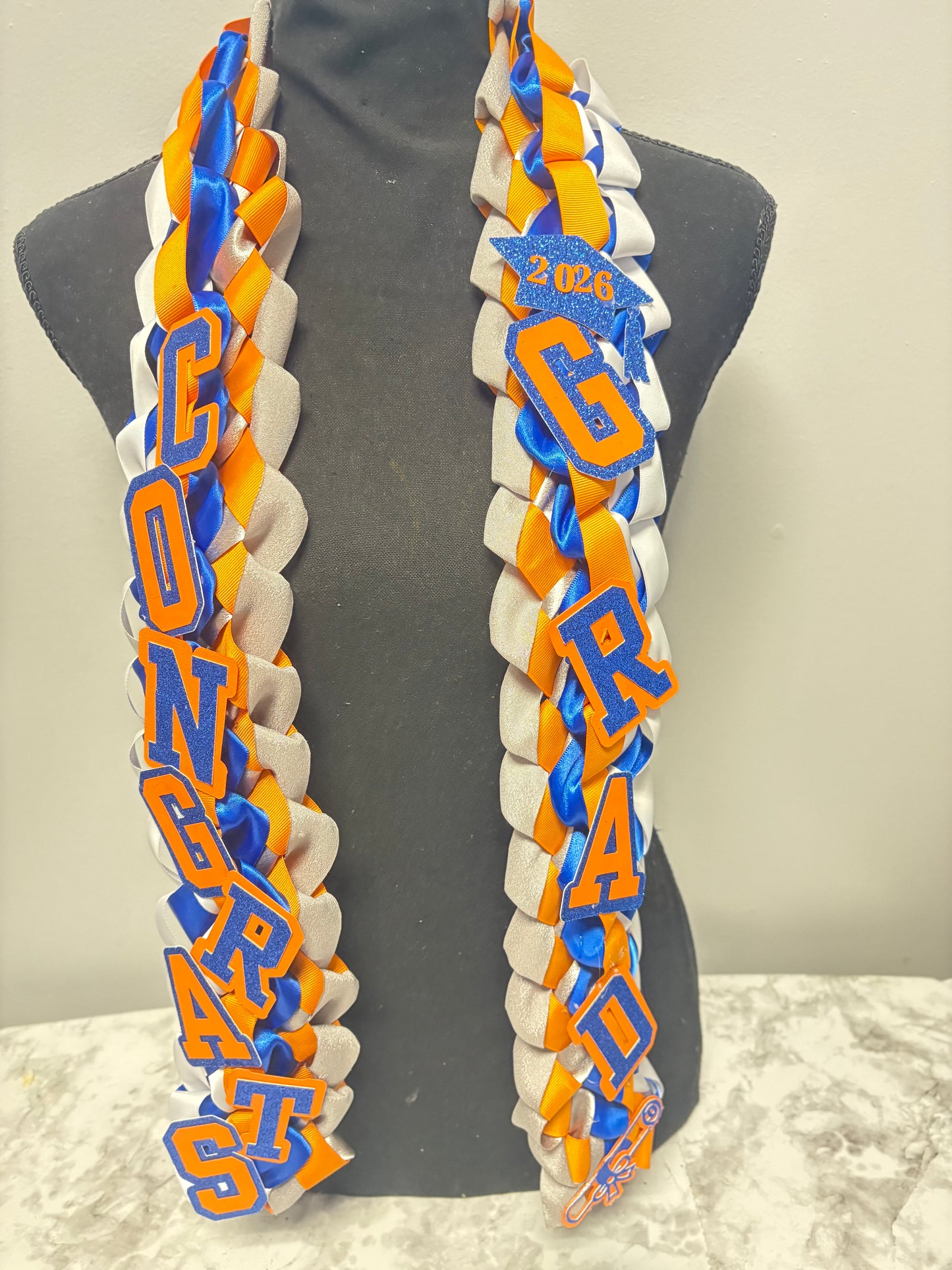 Graduation Ribbon Lei – Class of 2026 | Custom School Colors | Kids & Adult Sizes