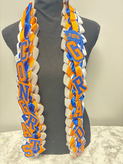 Graduation Ribbon Lei – Class of 2026 | Custom School Colors | Kids & Adult Sizes
