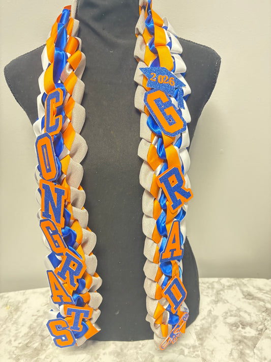 Graduation Ribbon Lei – Class of 2026 | Custom School Colors | Kids & Adult Sizes