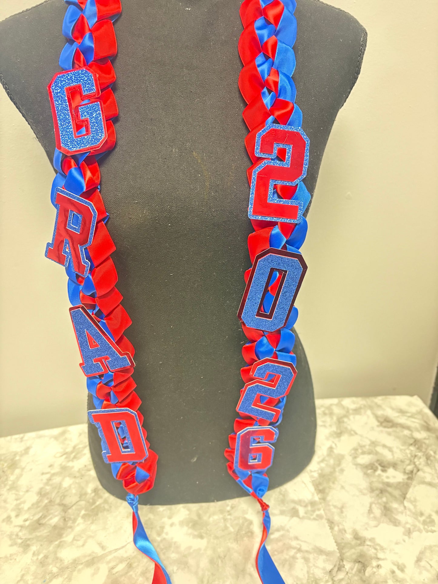 Graduation Ribbon Lei – Class of 2026 | Custom School Colors | Kids & Adult Sizes