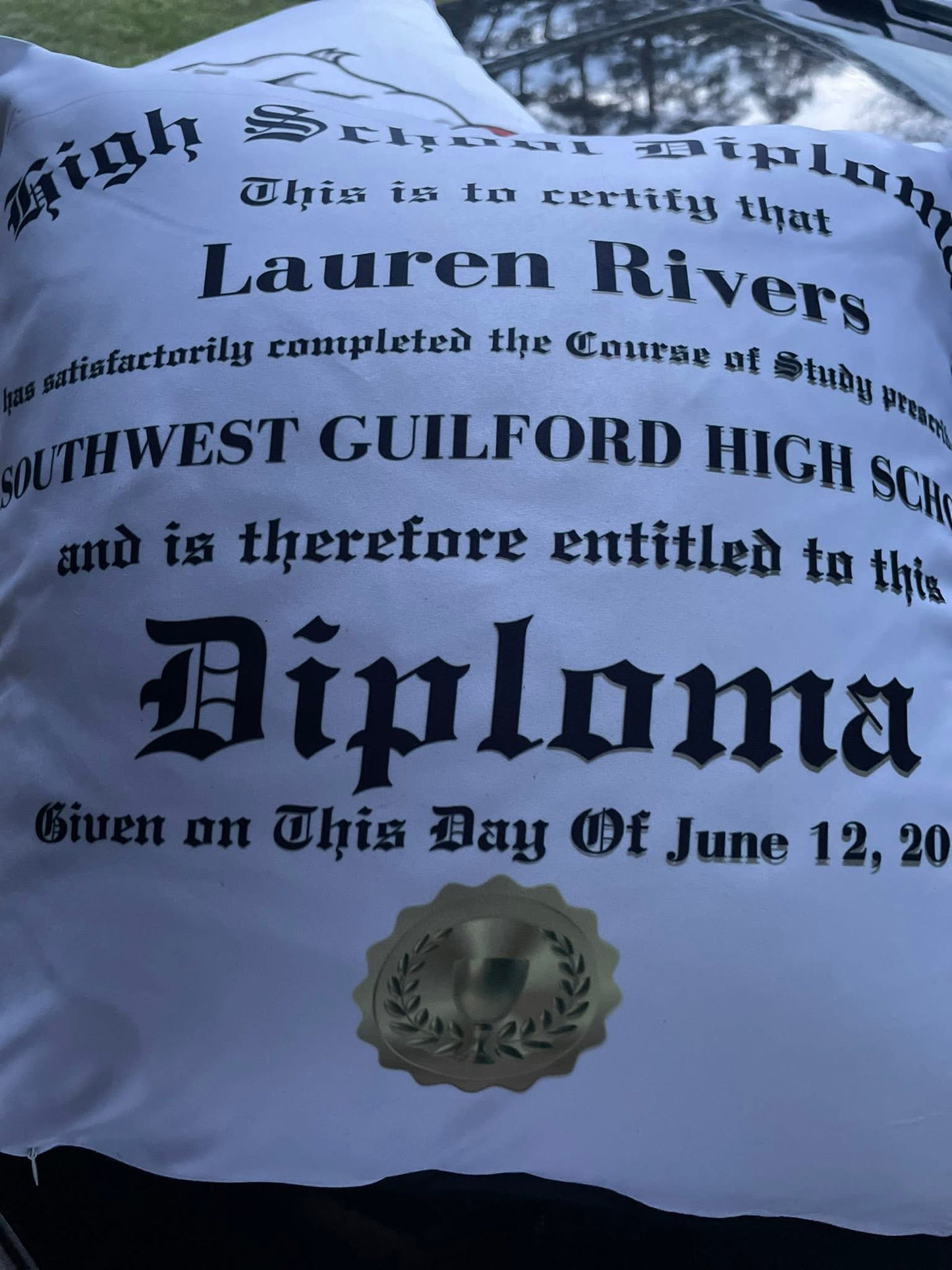 Custom Graduation Photo & Diploma Keepsake Pillow