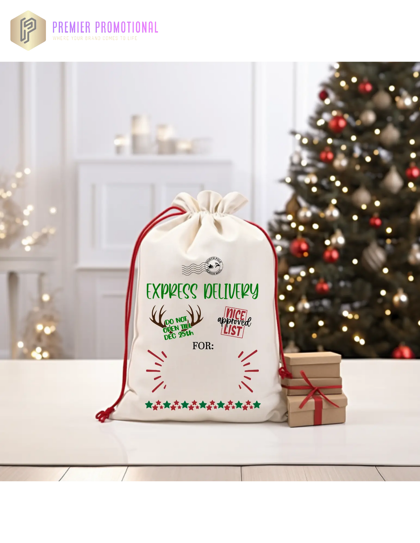 Personalized Large Santa Sacks Preimer Promotional