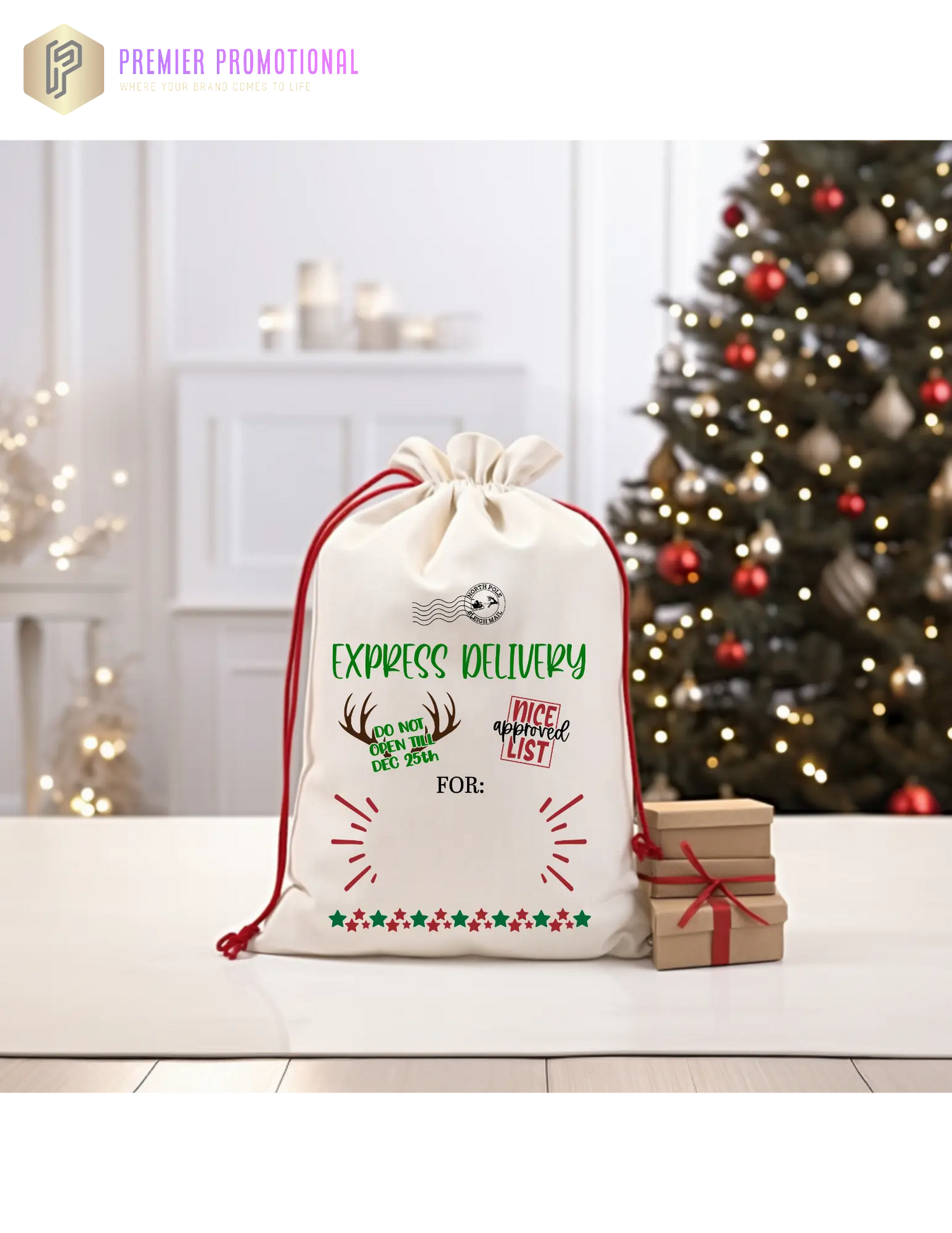 Personalized Large Santa Sacks Preimer Promotional