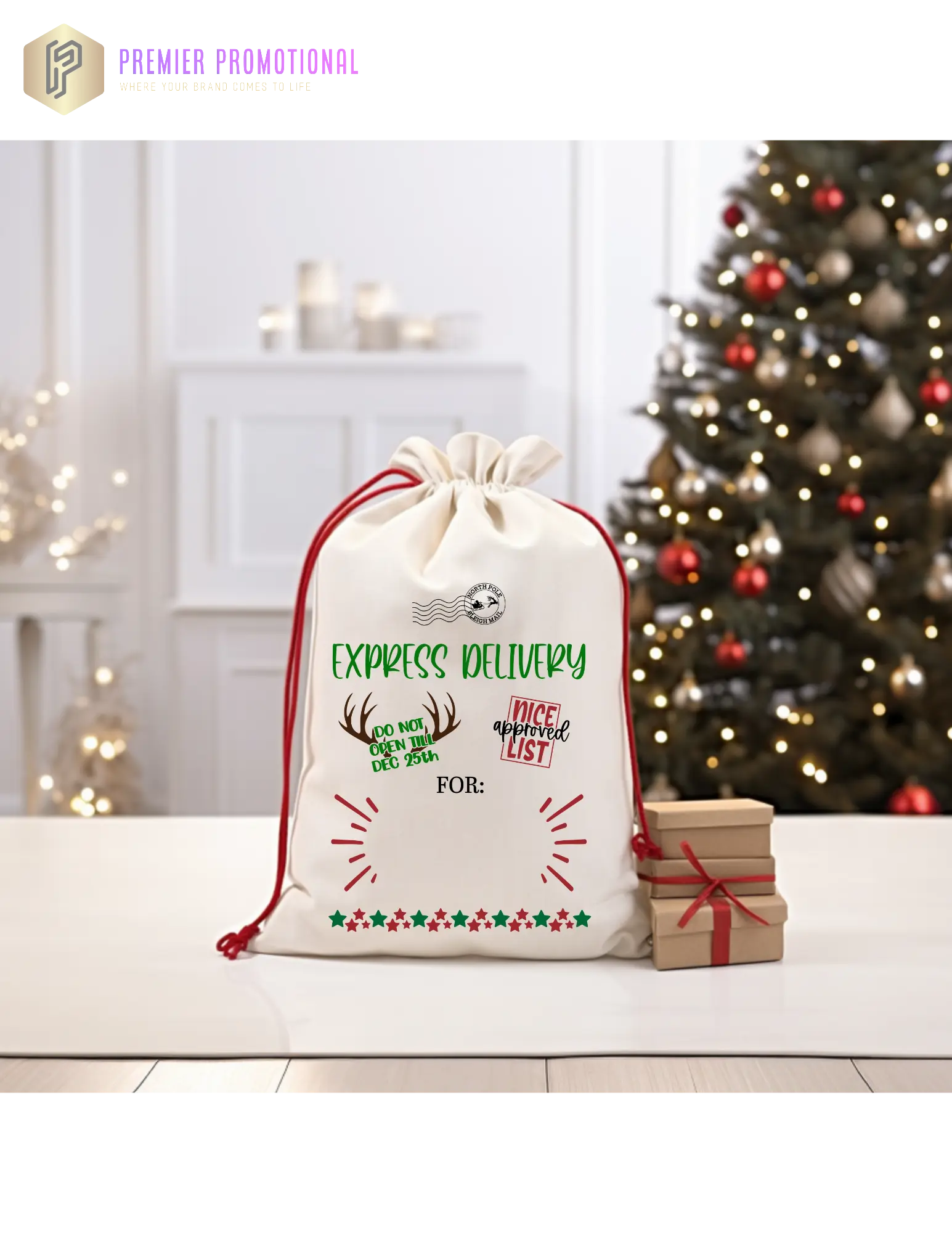 Personalized Large Santa Sacks Preimer Promotional