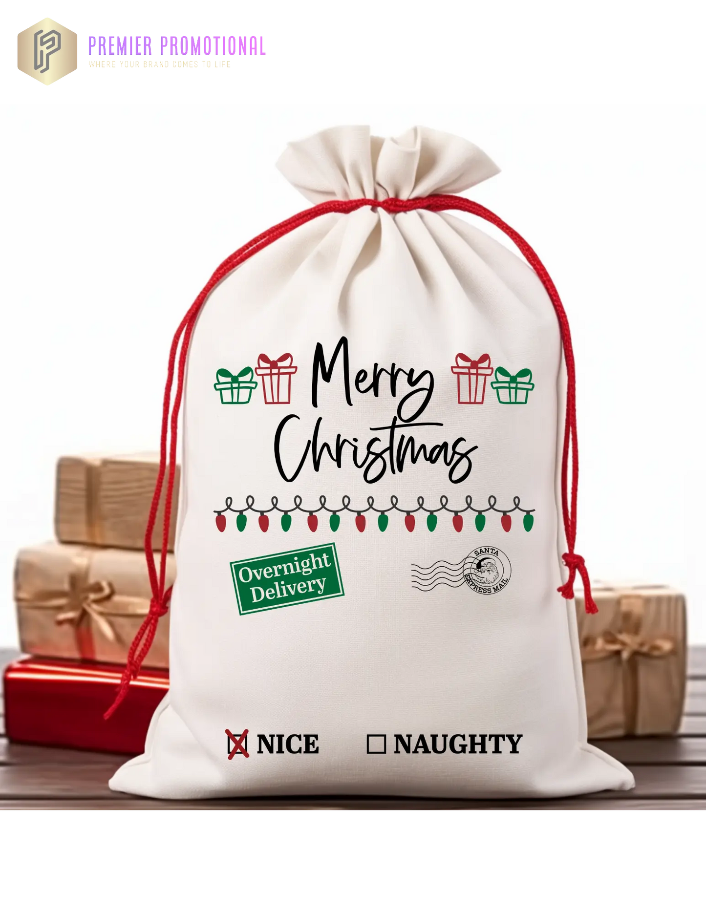 Personalized Large Santa Sacks Preimer Promotional