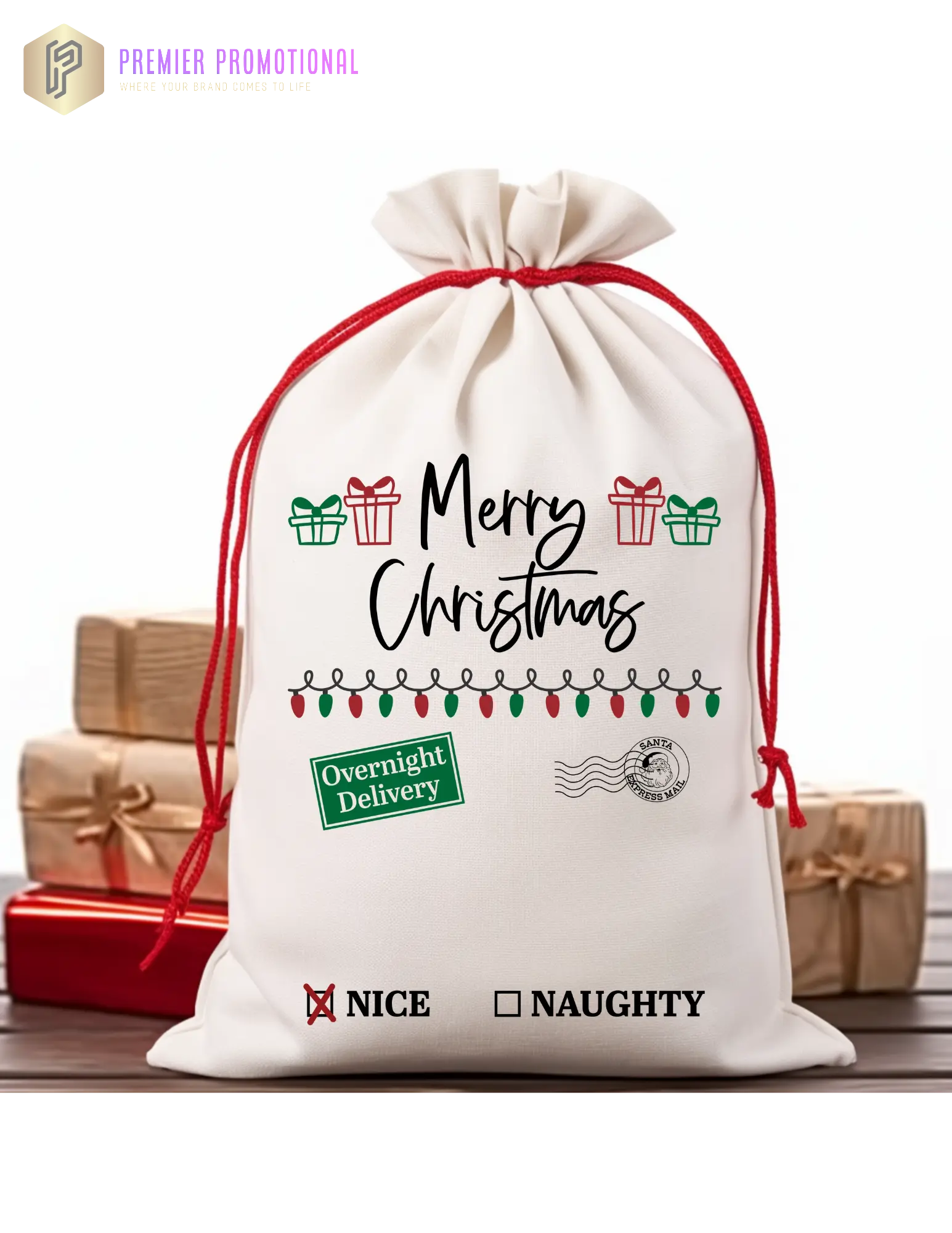 Personalized Large Santa Sacks Preimer Promotional