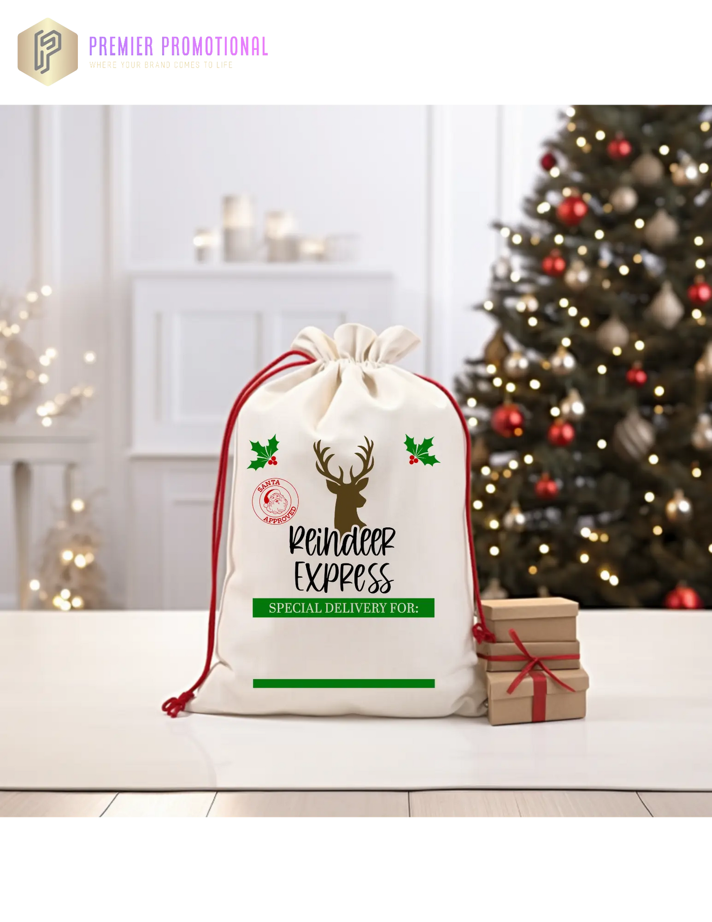 Personalized Large Santa Sacks Preimer Promotional