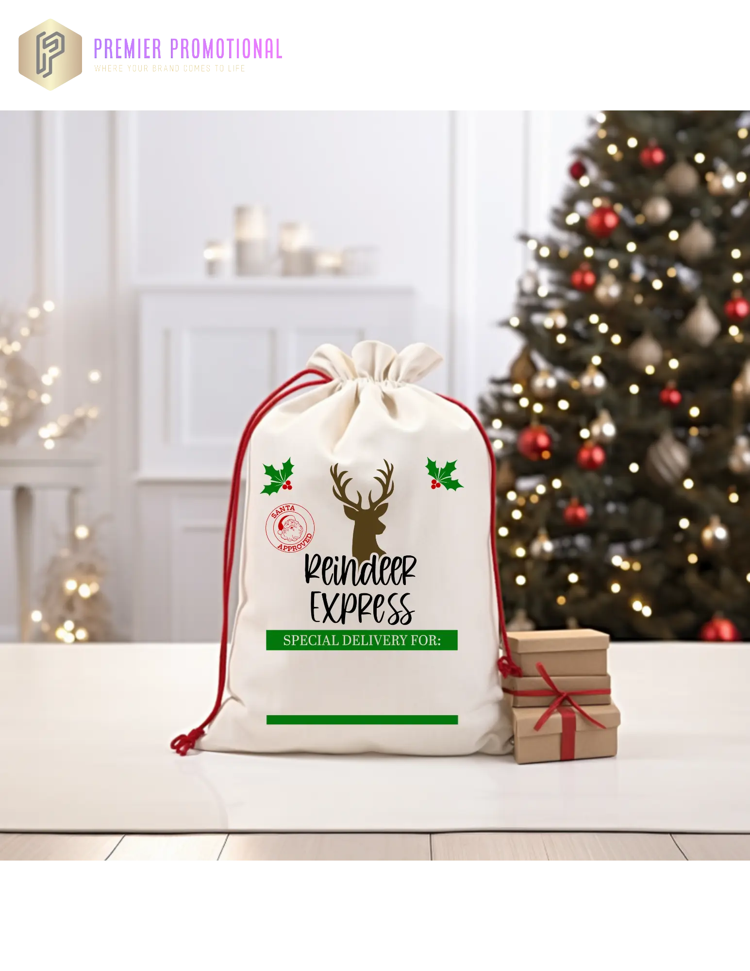 Personalized Large Santa Sacks Preimer Promotional
