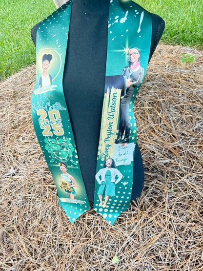 green stole with pictures